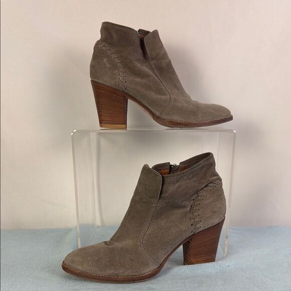 Aquatalia Taupe Wood Heel Booties - Picture 1 of 5